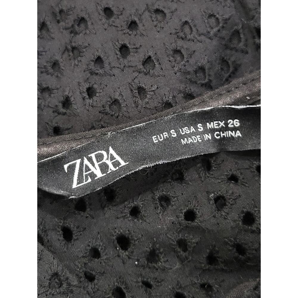 ZARA‎ Mini Dress Size Small Black Women's Cut out Eyelet Lace - Picture 14 of 14